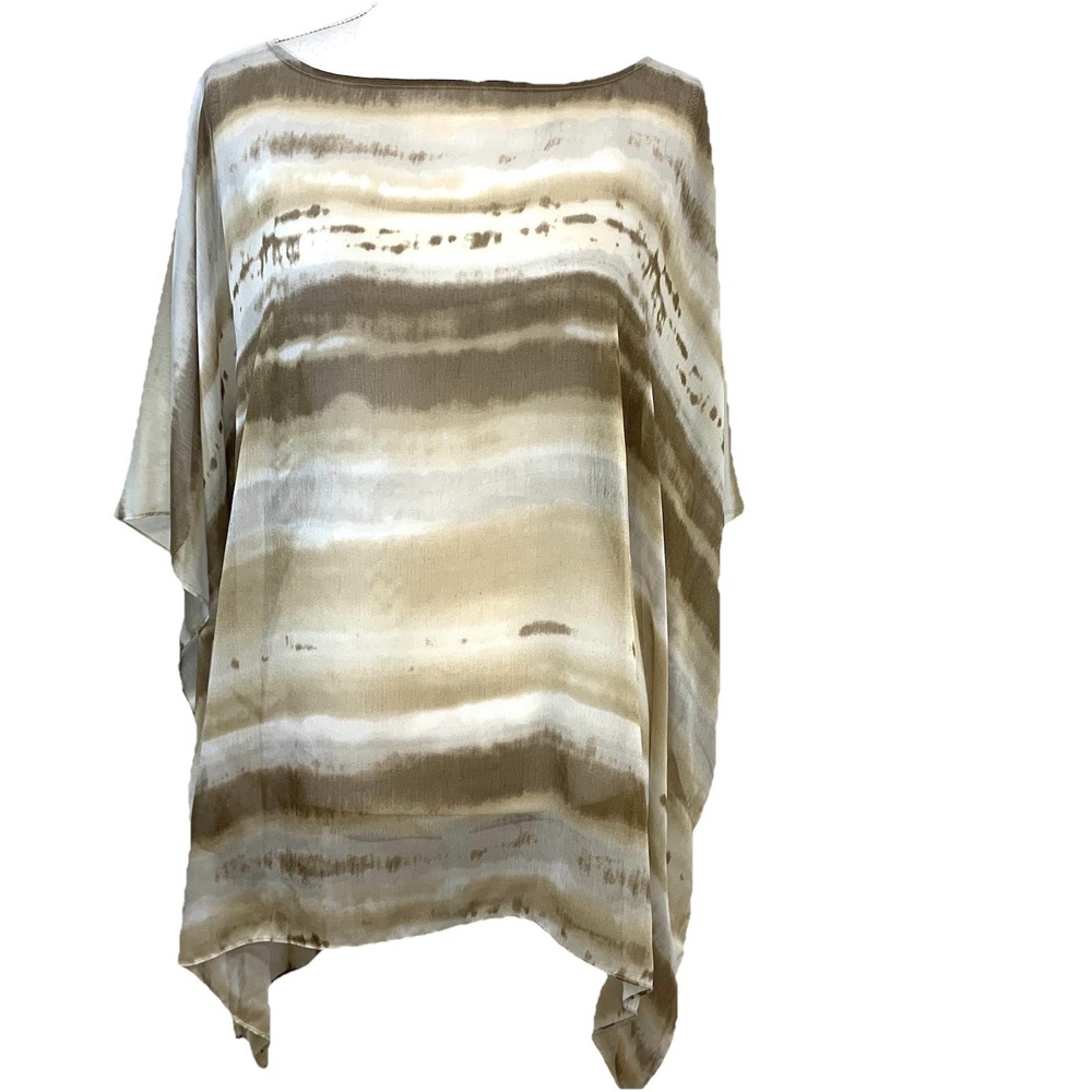 Coldwater Creek Sheer Layer Top One Size S-XL Brown Pull Over Arm Holes Boho